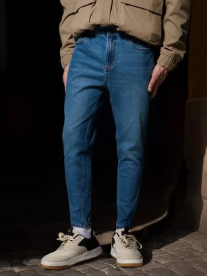 Sinsay - Jeansy cropped carrot - niebieski