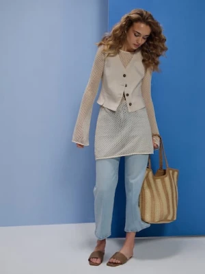 Sinsay - Jeansy cropped culotte - niebieski