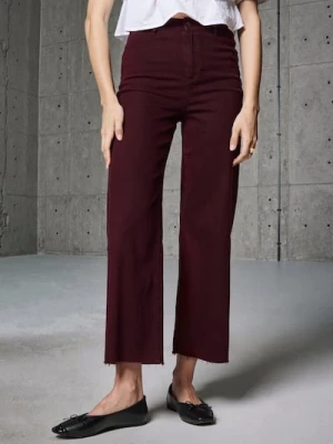 Sinsay - Jeansy culotte - bordowy