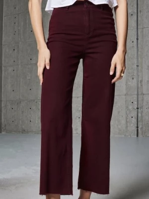 Sinsay - Jeansy culotte - bordowy