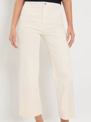 Sinsay - Jeansy culotte - kremowy