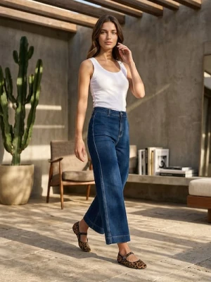 Sinsay - Jeansy culotte - niebieski