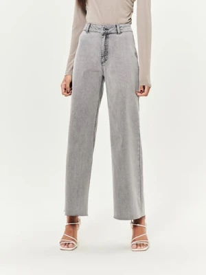 Sinsay - Jeansy culotte z surowym wykończeniem nogawek - szary