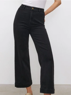 Sinsay - Jeansy culotte z wysokim stanem - czarny