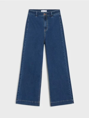 Sinsay - Jeansy culotte z wysokim stanem - niebieski