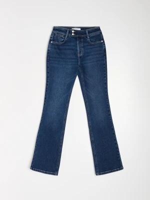 Sinsay - Jeansy flare low waist - granatowy