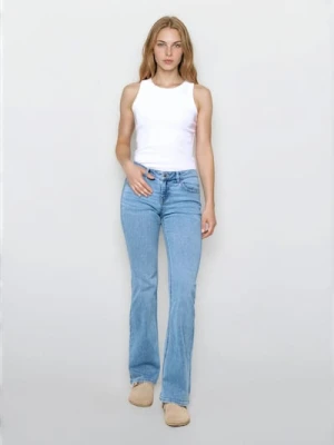 Sinsay - Jeansy flare low waist - niebieski