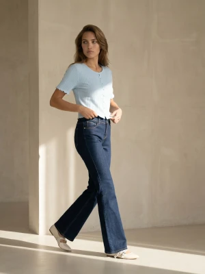Sinsay - Jeansy flare low waist - niebieski