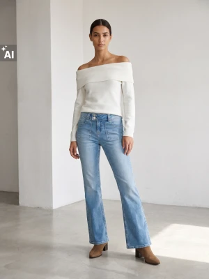 Sinsay - Jeansy flare low waist - niebieski