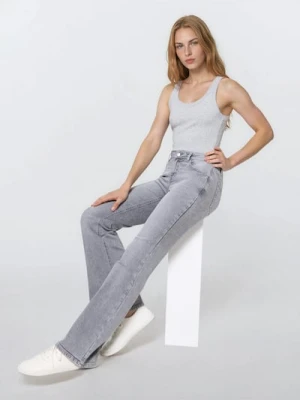 Sinsay - Jeansy flare low waist - szary