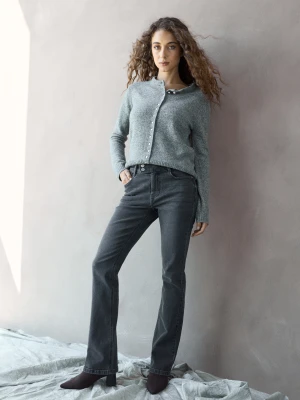 Sinsay - Jeansy flare low waist - szary