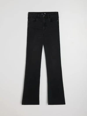 Sinsay - Jeansy flare mid waist - czarny