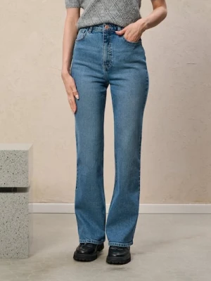 Sinsay - Jeansy flare mid waist - niebieski