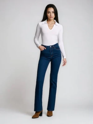 Sinsay - Jeansy flare mid waist - niebieski