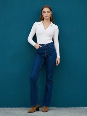 Sinsay - Jeansy flare mid waist - niebieski