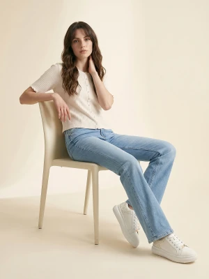 Sinsay - Jeansy flare mid waist - niebieski