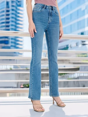 Sinsay - Jeansy Flare - niebieski