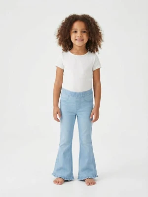 Sinsay - Jeansy flare z efektem sprania - niebieski