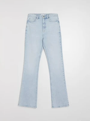 Sinsay - Jeansy flare z efektem sprania - niebieski