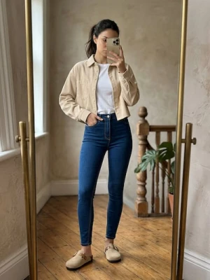 Sinsay - Jeansy high waist - granatowy