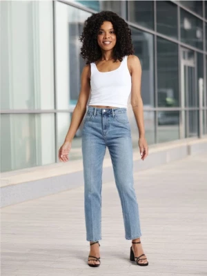 Sinsay - Jeansy high waist - niebieski