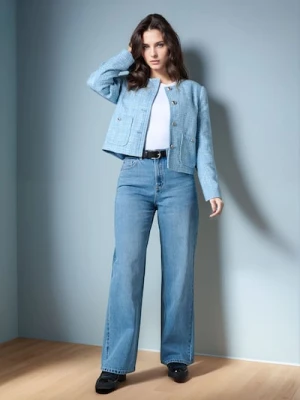 Sinsay - Jeansy high waist - niebieski