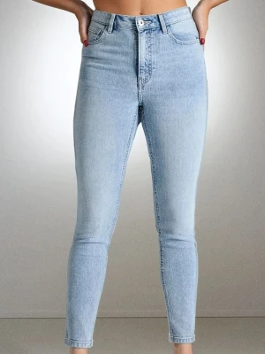 Sinsay - Jeansy high waist skinny - niebieski