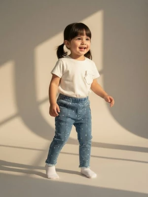 Sinsay - Jeansy jegginsy w kropki z domieszką wiskozy - niebieski