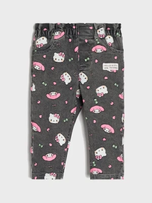 Sinsay - Jeansy jegginsy z efektem sprania Hello Kitty - szary