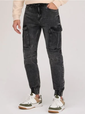 Sinsay - Jeansy jogger cargo - czarny