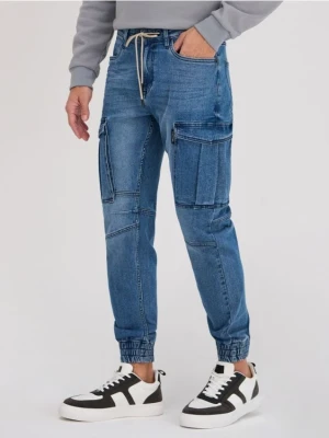 Sinsay - Jeansy jogger cargo - niebieski