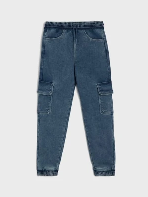 Sinsay - Jeansy jogger cargo - niebieski
