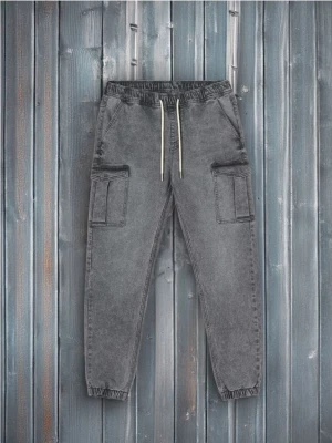 Sinsay - Jeansy jogger cargo - szary