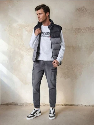 Sinsay - Jeansy jogger cargo - szary