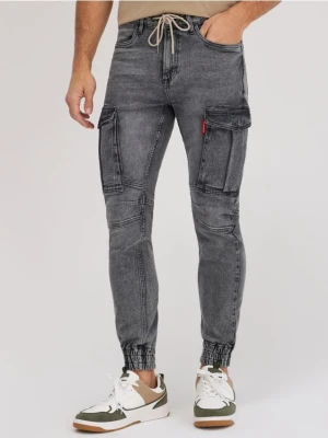 Sinsay - Jeansy jogger cargo - szary