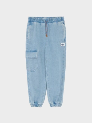 Sinsay - Jeansy jogger loose z kieszenią cargo - niebieski