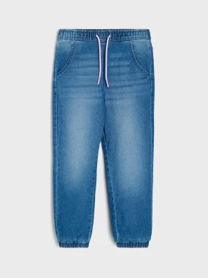 Sinsay - Jeansy jogger ocieplane polarem - niebieski