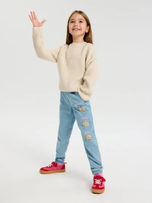 Sinsay - Jeansy jogger Pusheen The Cat - niebieski