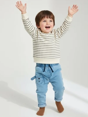 Sinsay - Jeansy jogger z aplikacją pieska 3D - niebieski