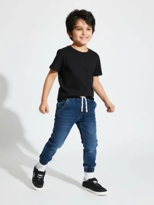 Sinsay - Jeansy jogger z efektem sprania - granatowy