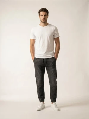 Sinsay - Jeansy jogger z efektem sprania - szary