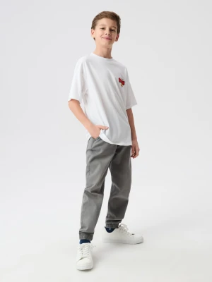 Sinsay - Jeansy jogger z efektem sprania - szary
