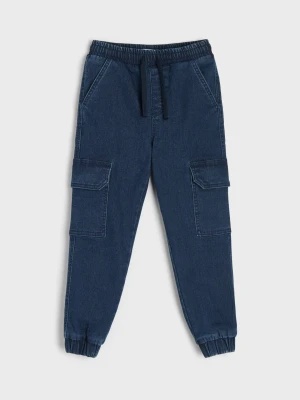 Sinsay - Jeansy jogger z gumką w pasie - granatowy