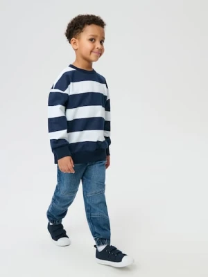 Sinsay - Jeansy jogger z przeszyciami - granatowy