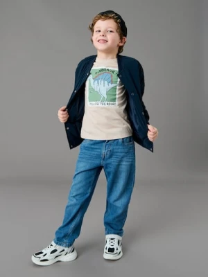 Sinsay - Jeansy loose fit z regulacją w pasie - niebieski