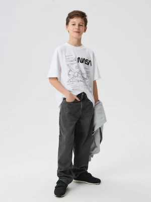 Sinsay - Jeansy loose z efektem sprania - szary