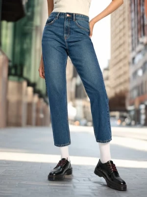 Sinsay - Jeansy mom fit - granatowy