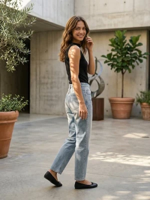 Sinsay - Jeansy mom fit - niebieski