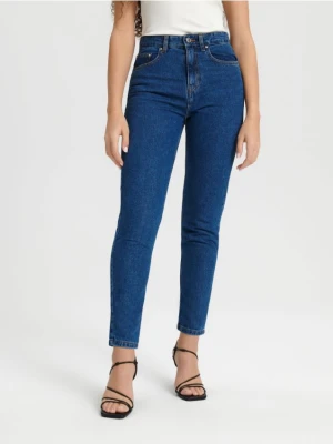 Sinsay - Jeansy mom high waist - granatowy