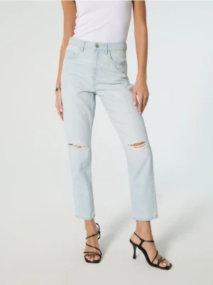 Sinsay - Jeansy mom high waist - niebieski